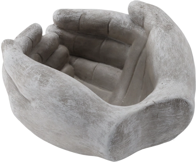 Maceta de cemento con forma de manos, gris 20 × 20 × 11,5 cm