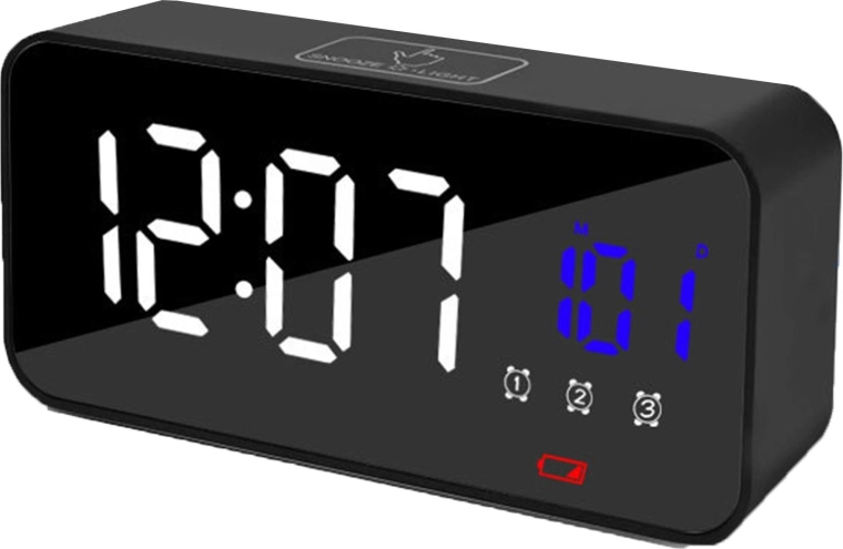 Despertador electrónico LED con pantalla de espejo