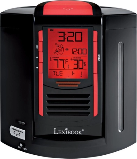 Radio despertador con humidificador de aire LEXIBOOK con pantalla y medición de temperatura y humedad