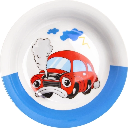 Plato infantil hondo de porción con motivo de coche 19 cm