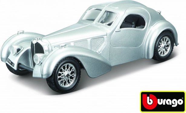 Modelo de coche Bugatti Atlantic 1:24 plateado de Bburago