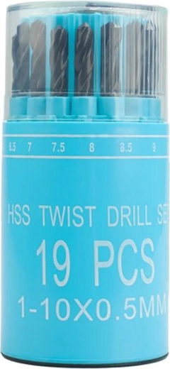 Juego de brocas para metal HSS 1–10 mm 19 piezas