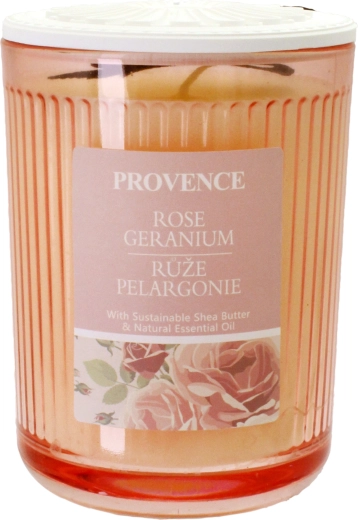 Vela aromática en tarro de cristal con pelargonio rosa 230 g