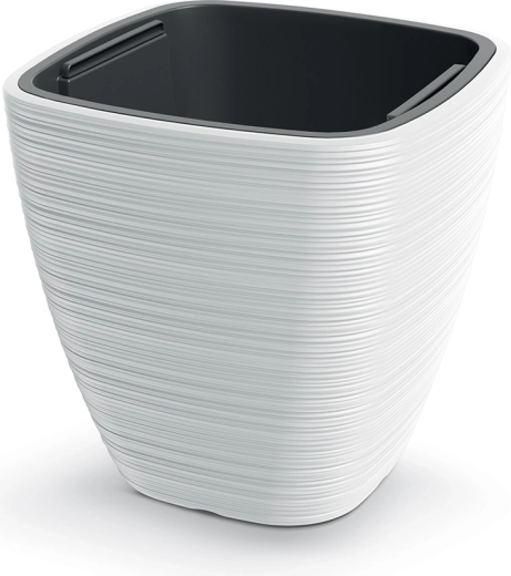Maceta Vena Square 38,8 × 38 cm blanca con inserto