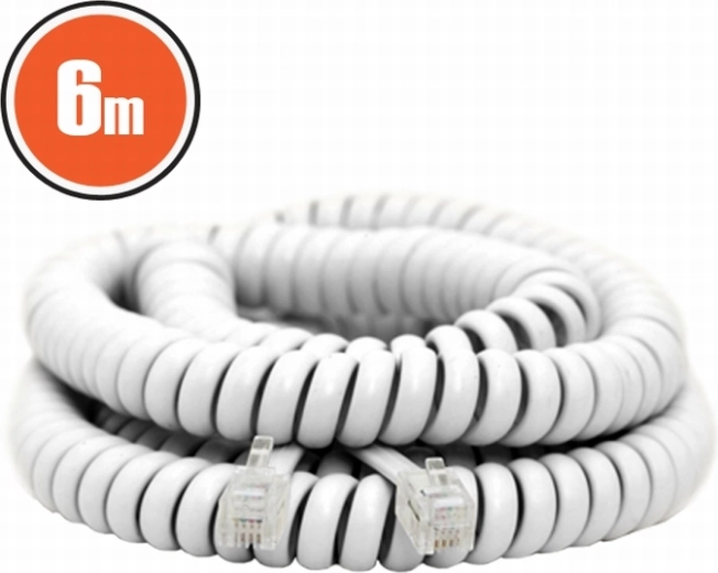 Cable telefónico espiral de 6 m blanco