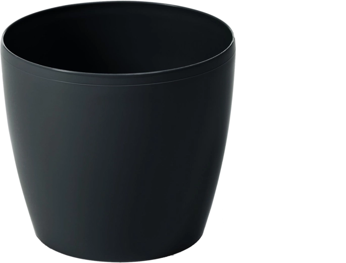 Maceta/cubre-maceta de plástico Magnolia 12 cm, negro brillante