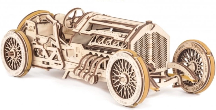 Ugears rompecabezas mecánico de madera 3D U9 coche de carreras Grand Prix