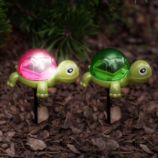 Lámpara LED solar de jardín con pincho, en forma de tortuga - 1 unidad