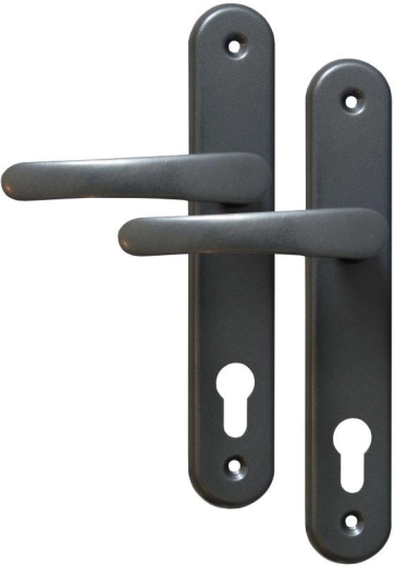 Herrajes para puerta MICHAELA, manilla con llave, distancia entre ejes 90 mm, gris