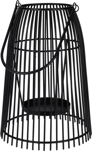 Candelabro metálico de alambre para una vela, negro, 29 × 20 cm