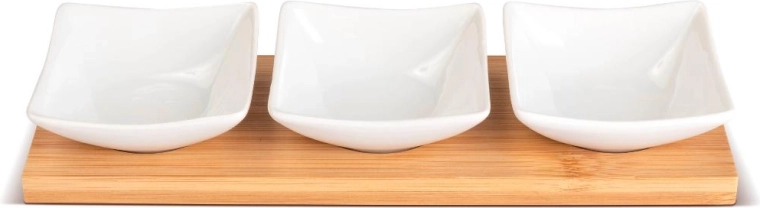 Cuencos para servir con bandeja de bambú Lamart