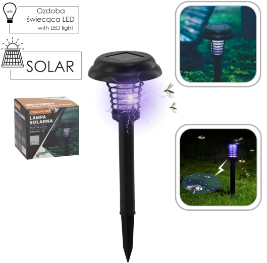 Lámpara solar de jardín con trampa para insectos 13,8 × 13,8 × 42 cm