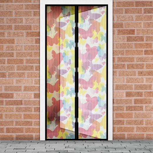 Mosquitera magnética para puertas con motivo de mariposas 100 x 210 cm