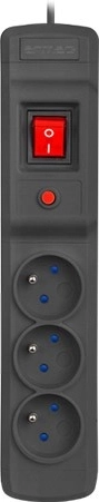 Regleta alargadora con protección contra sobretensiones ARMAC Multi M3 3 tomas, 3 m, negra