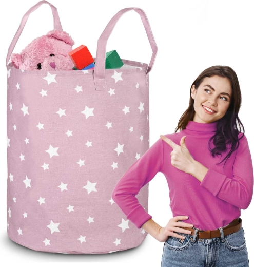 Cesta rosa para juguetes NUKIDO de algodón