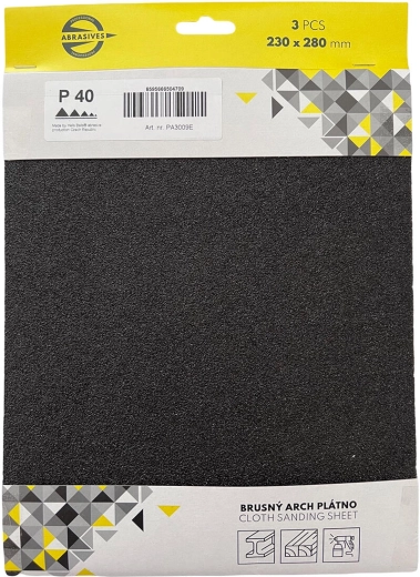 Tela abrasiva para metal y madera, grano 400, 230 × 280 mm (3 uds)