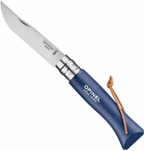 Opinel N°08 Trekking navaja de bolsillo azul oscuro, madera de haya 8,5 cm