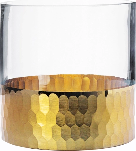 Jarrón de cristal y portavelas Golden honey 12 cm
