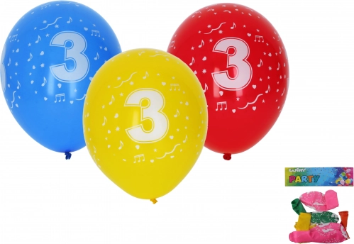 Globos inflables de 30 cm con el número 3 – set de 5 uds