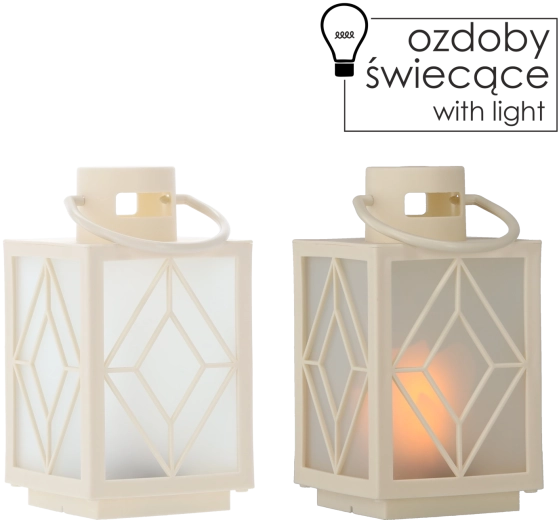 Farol navideño LED blanco 11 × 11 × 20,5 cm