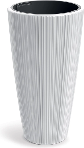 Maceta ORO 39 cm blanca con ranuras verticales