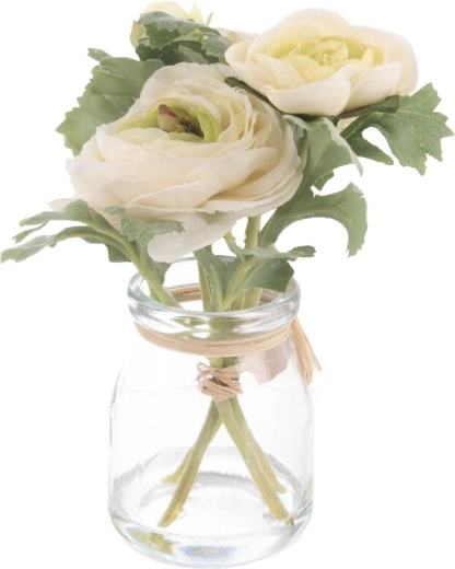 Jarrón Květina de plástico y vidrio blanco 15 cm