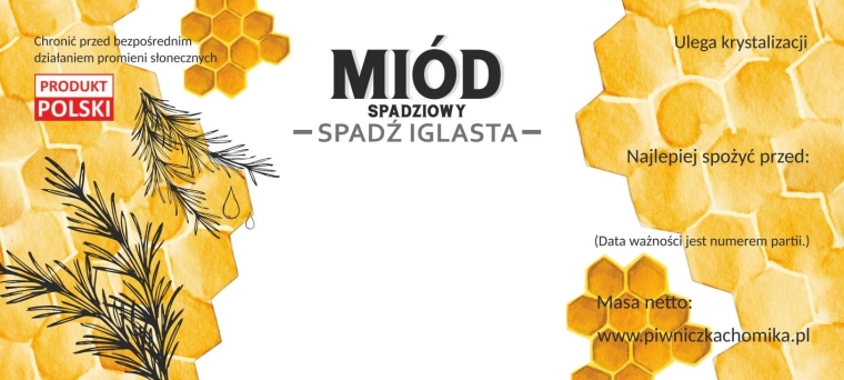 Juego de etiquetas para miel – mielato de coníferas 116 × 50 mm, 100 uds.
