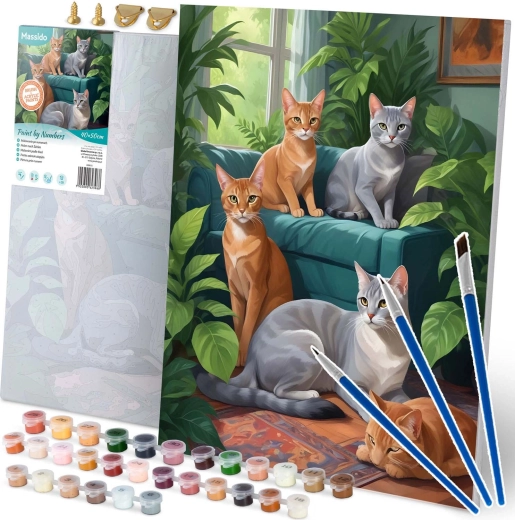 Pintar por números 40×50 cm – gatos MASSIDO