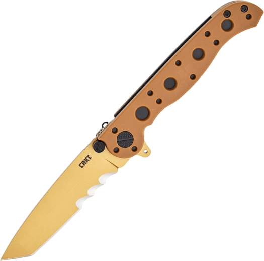 Navaja plegable de bolsillo CRKT M16 desert tan con Veff serrations