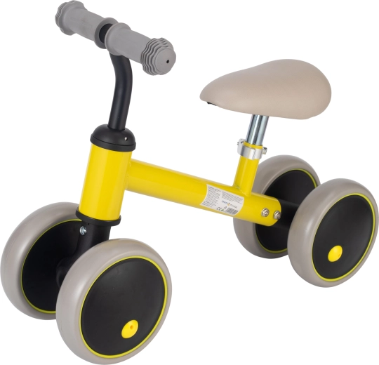 Bicicleta de equilibrio de cuatro ruedas Sparkys, amarilla
