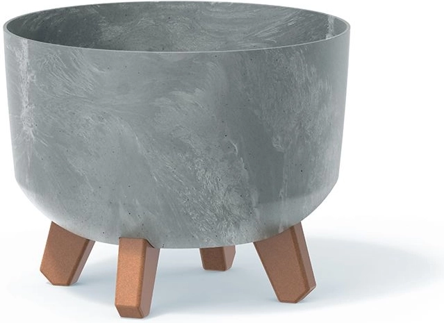 Maceta con efecto hormigón sobre patas de 20 cm, gris