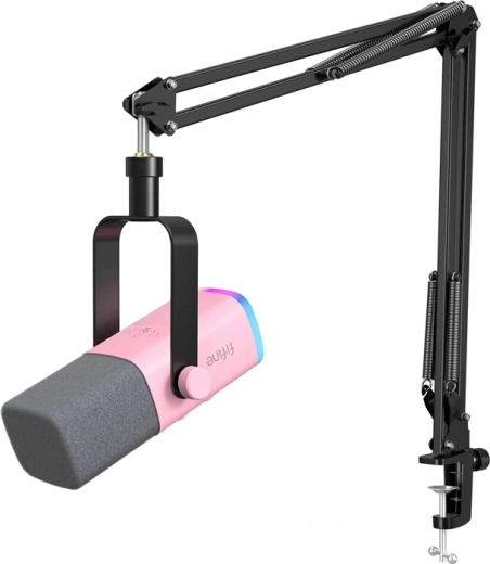 Micrófono gaming Fifine AmpliGame AM8T rosa