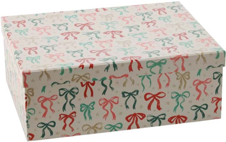 Caja de regalo navideña con lazo 35 × 26 × 13,5 cm