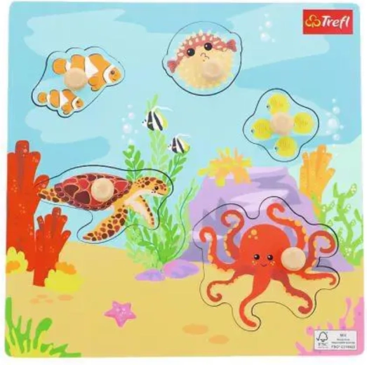 Puzzle de madera Animales marinos, 5 piezas