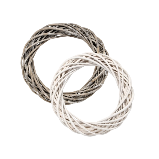Corona de mimbre de 35 cm – base decorativa blanca o gris