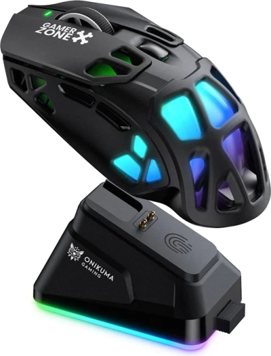 Ratón gaming inalámbrico ONIKUMA DM09 con estación de carga, negro