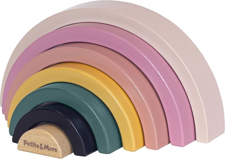 Arcoíris de madera apilable PETITE&MARS Wood of Mars Aurora Pink 24m+