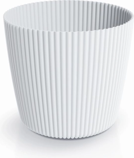 Maceta blanca estriada Milly Round 16,9 cm de plástico resistente