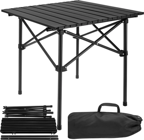 Mesa turística plegable GARDLOV, de acero, capacidad de carga 70 kg, negra