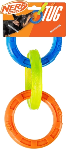 Nerf Dog juguete de tira y afloja con tres aros 26,7 cm