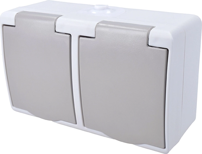 Solight doble toma para ambientes húmedos IP54 gris