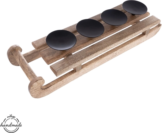 Candelabro de Adviento Mango con forma de trineo de madera y metal