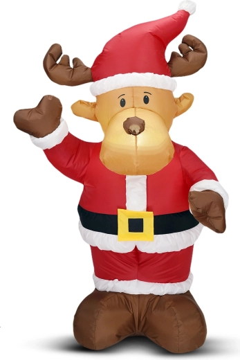Reno navideño inflable con iluminación LED de 135 cm