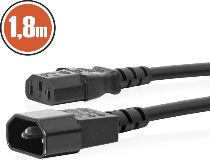 Cable de alimentación de red IEC C13 a IEC C14 de 1,8 m