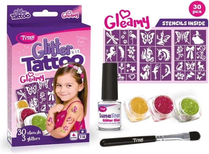 Gleamy set de tatuajes con purpurina