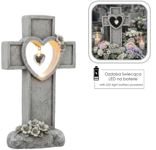 Cruz LED decorativa con corazón