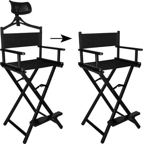 Silla de maquillaje de aluminio con reposacabezas