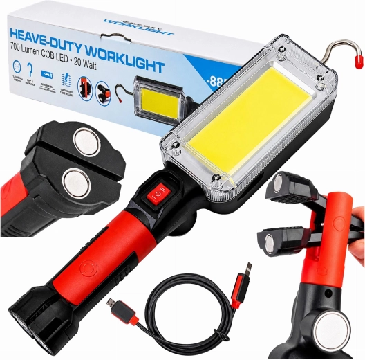 Lámpara LED de inspección para taller con gancho y imán, 700 lm, 20 W