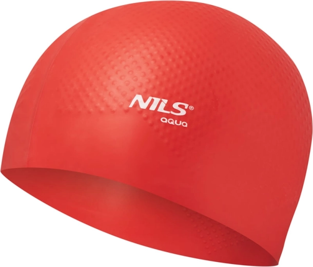 Gorro de natación de silicona NILS Aqua NQC Dots rojo