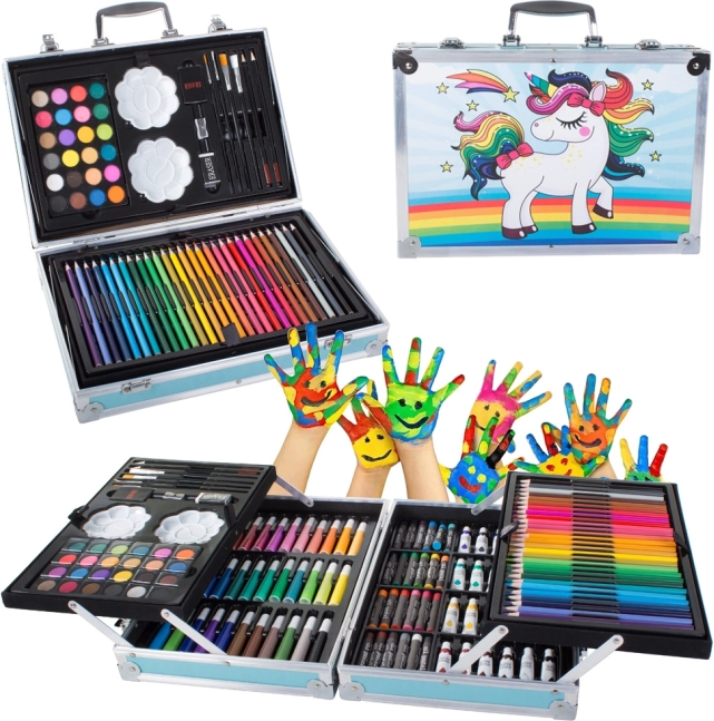 Set de arte en maletín 145 piezas azul